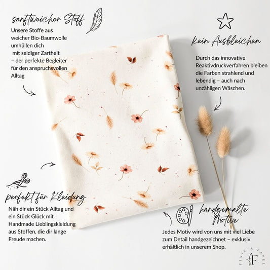 French Terry Wildflora creme