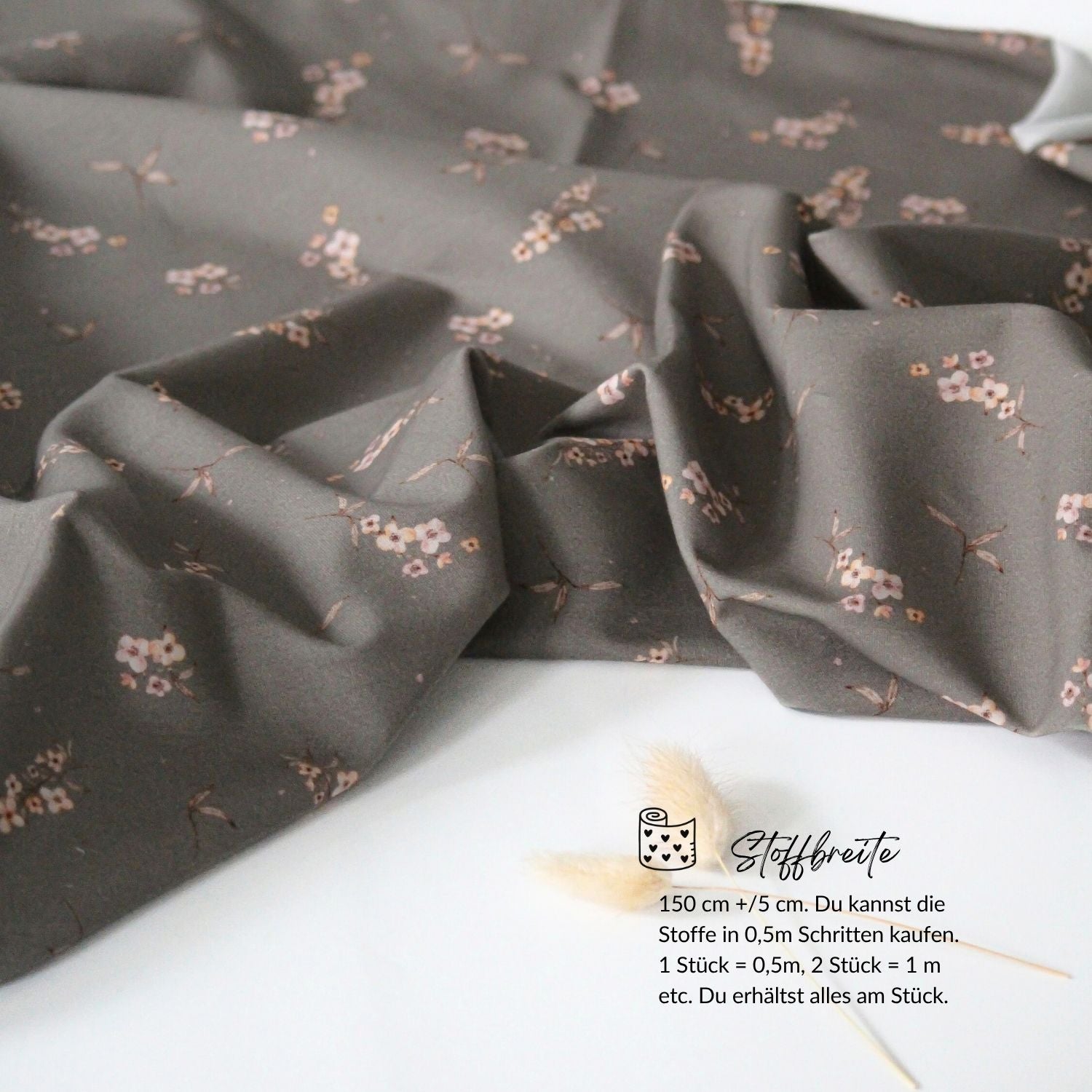 French Terry Aurelia taupe (Blumen)