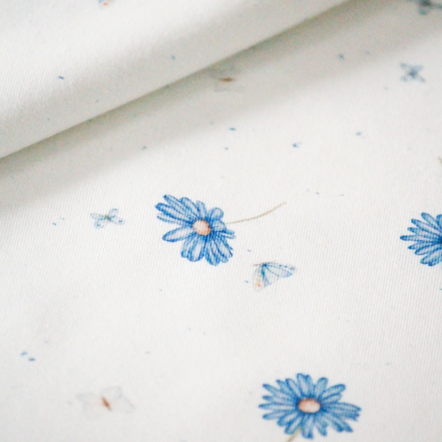 French Terry Blue Blossom (Blumen)