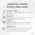 Bild in Galerie-Betrachter laden, Infografik mit Vorteilen des Jersey Stoffs – bio, weich, langlebig und liebevoll illustriert