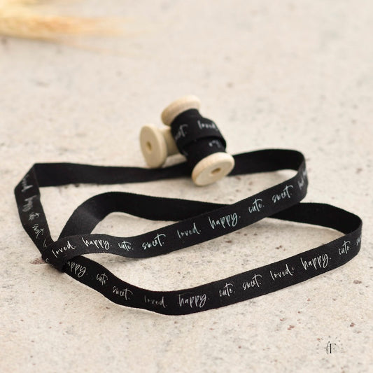Designband schwarz "sweet happy cute"