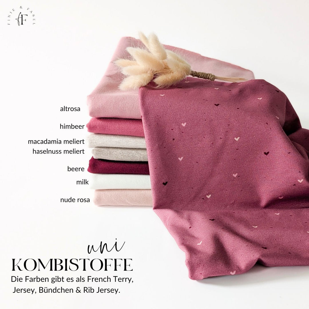 French Terry Himbeer Heart Konfetti