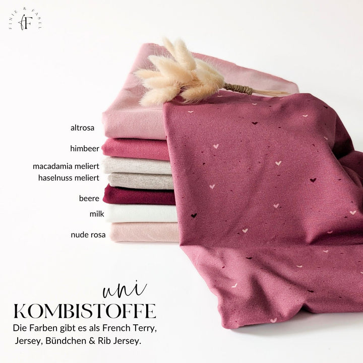 French Terry Himbeer Heart Konfetti