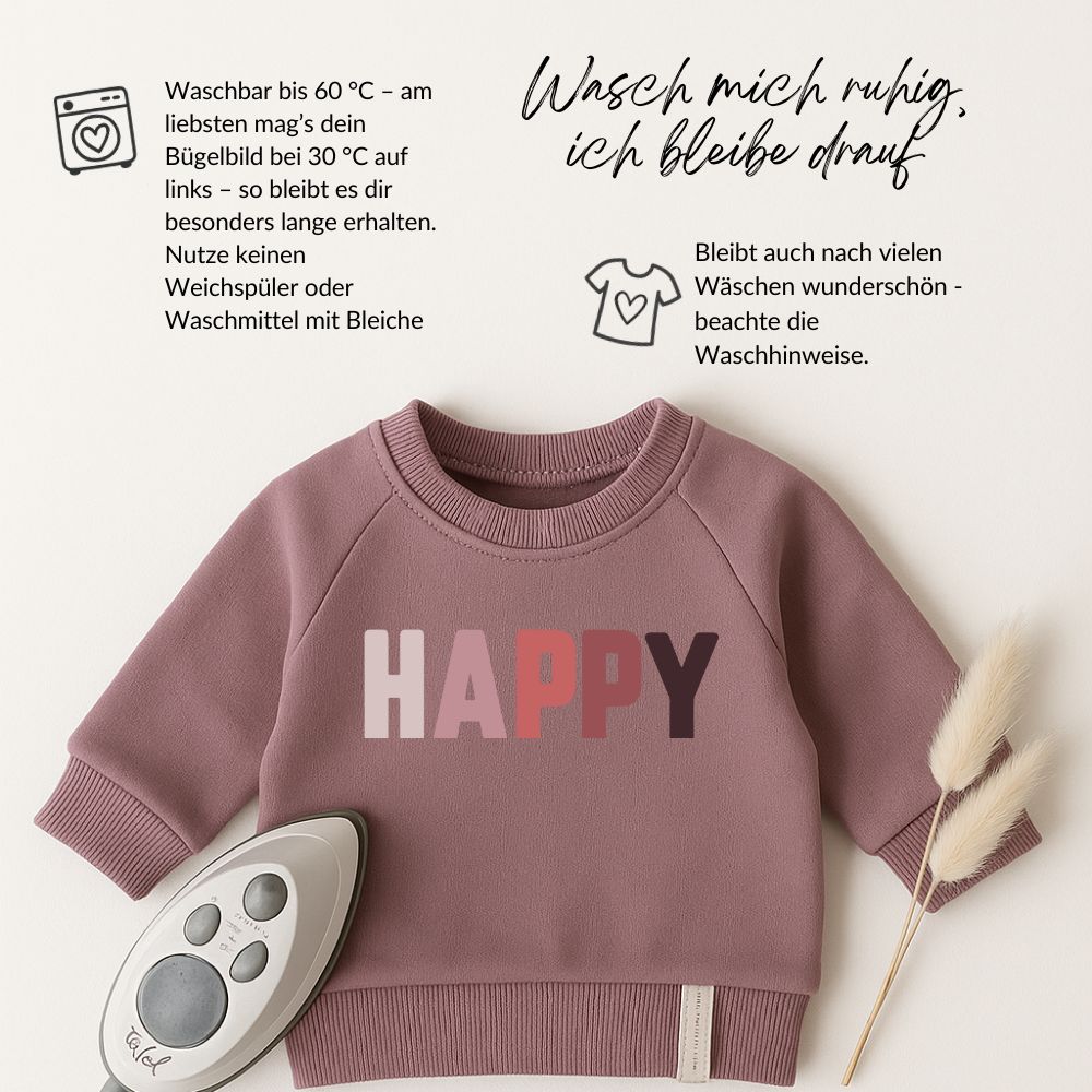 Bügelbild Happy (beere)