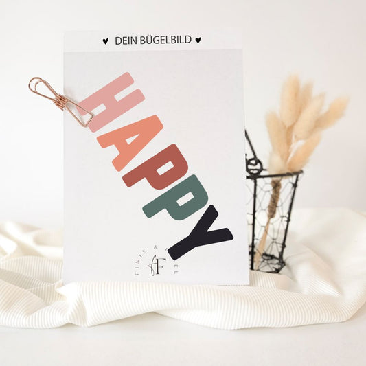 Bügelbild Happy (salbei)