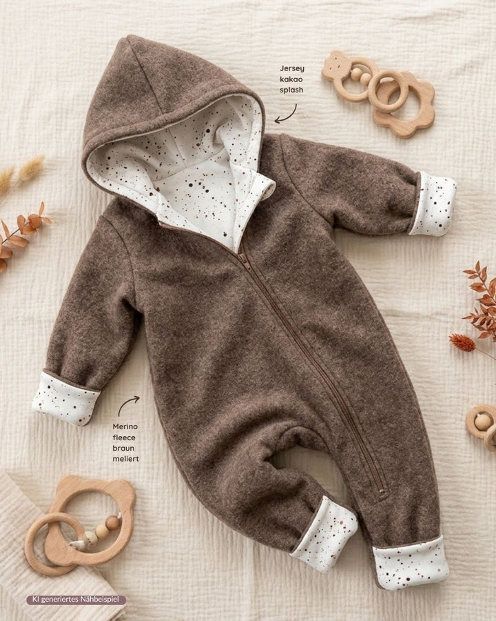 Vorbestellung Merino Wollfleece braun meliert