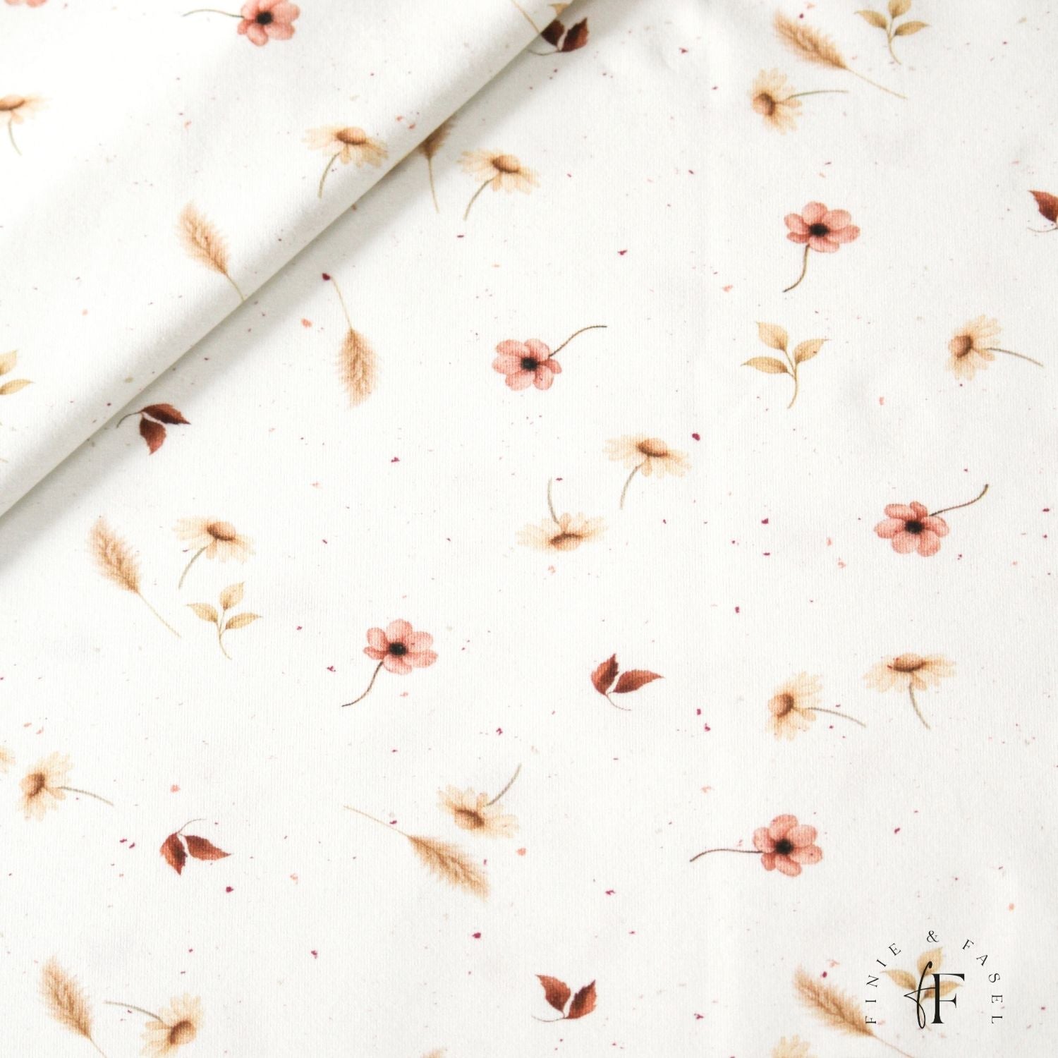 B Ware French Terry 0,35 m Wild Flora creme (Flecken)