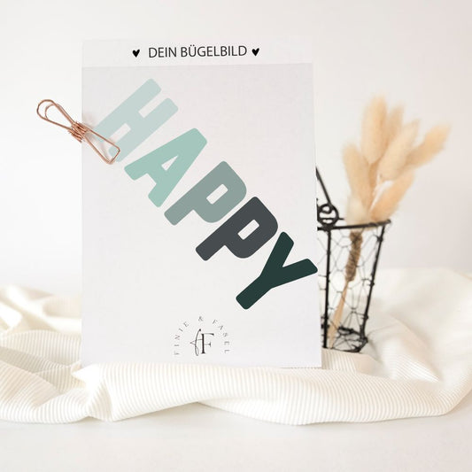 Bügelbild Happy (mint)