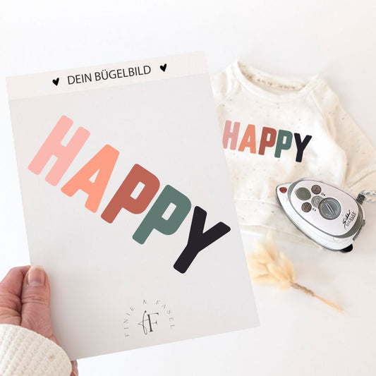 Bügelbild Happy (salbei)
