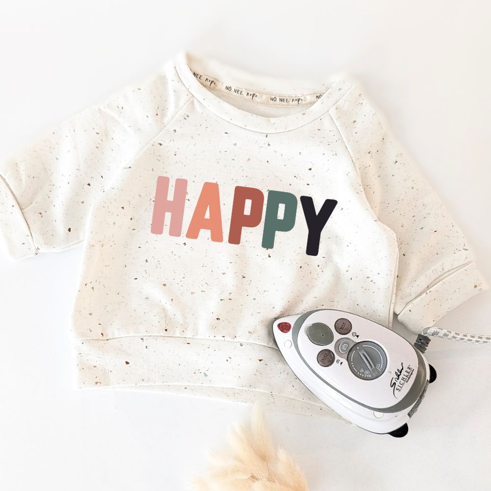 Bügelbild Happy (salbei)