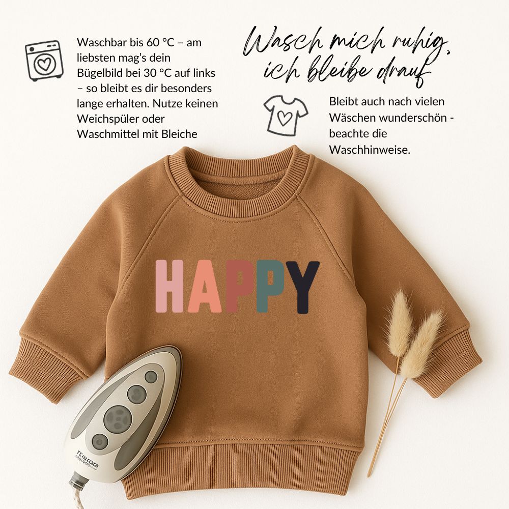 Bügelbild Happy (salbei)