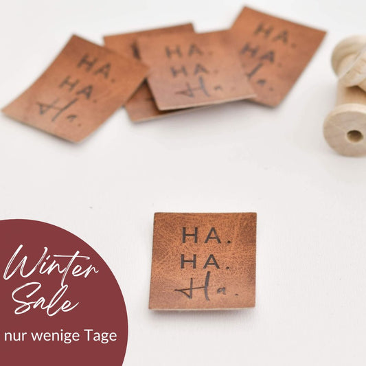 Kunstlederlabel "Hahaha"