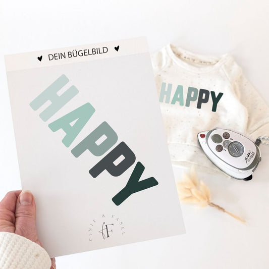 Bügelbild Happy (mint)
