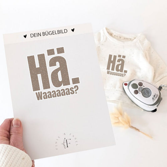 Bügelbild Hä, was? ( braun)