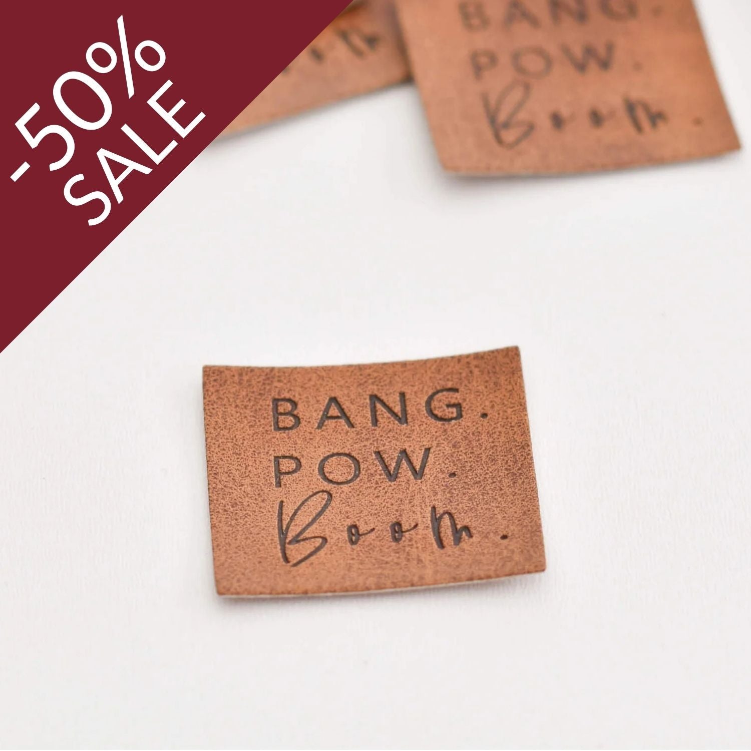 Kunstlederlabel "Bang Pow Boom"