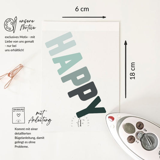 Bügelbild Happy (mint)
