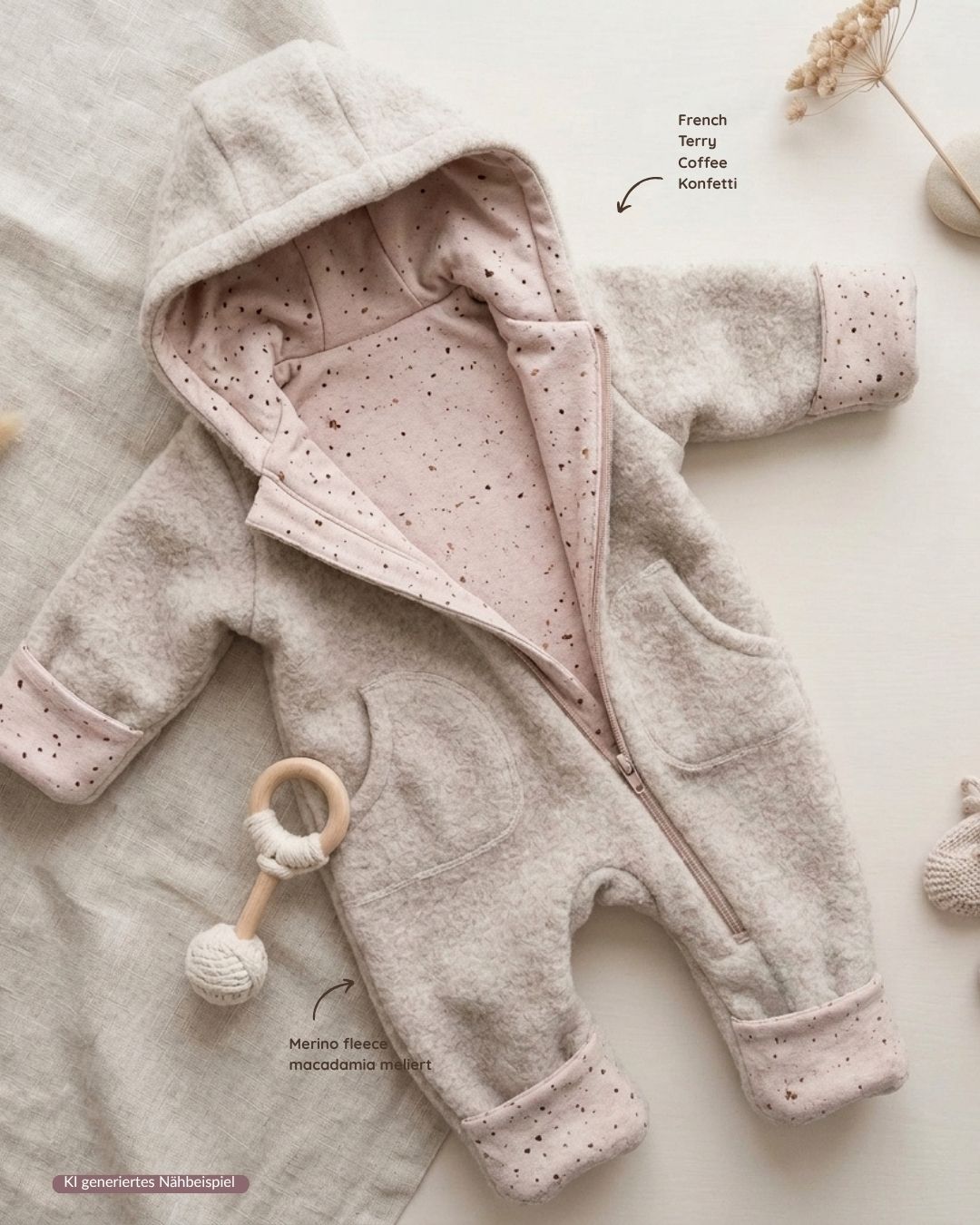 Vorbestellung Merino Wollfleece macadamia meliert