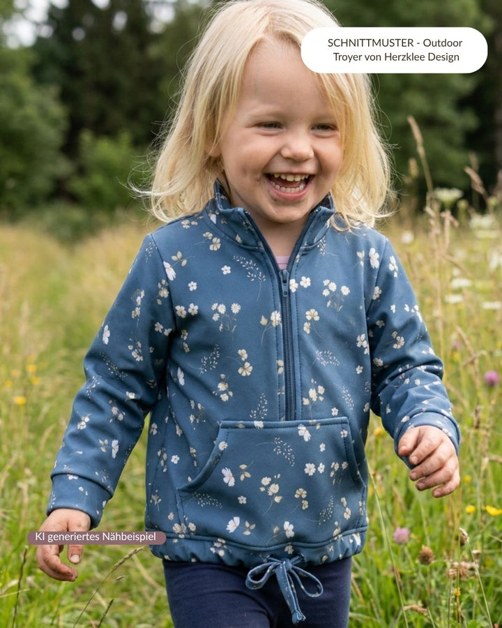 Vorbestellung Softshell Wiesenblumen blau