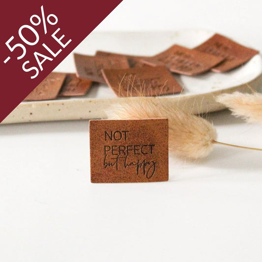 Kunstlederlabel "Not perfect but happy"