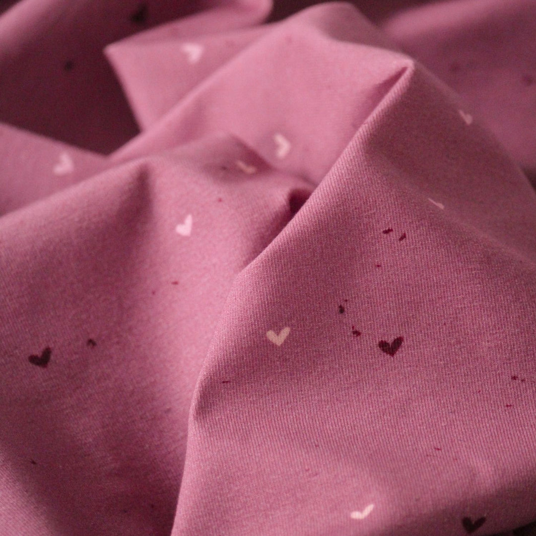 French Terry Himbeer Heart Konfetti