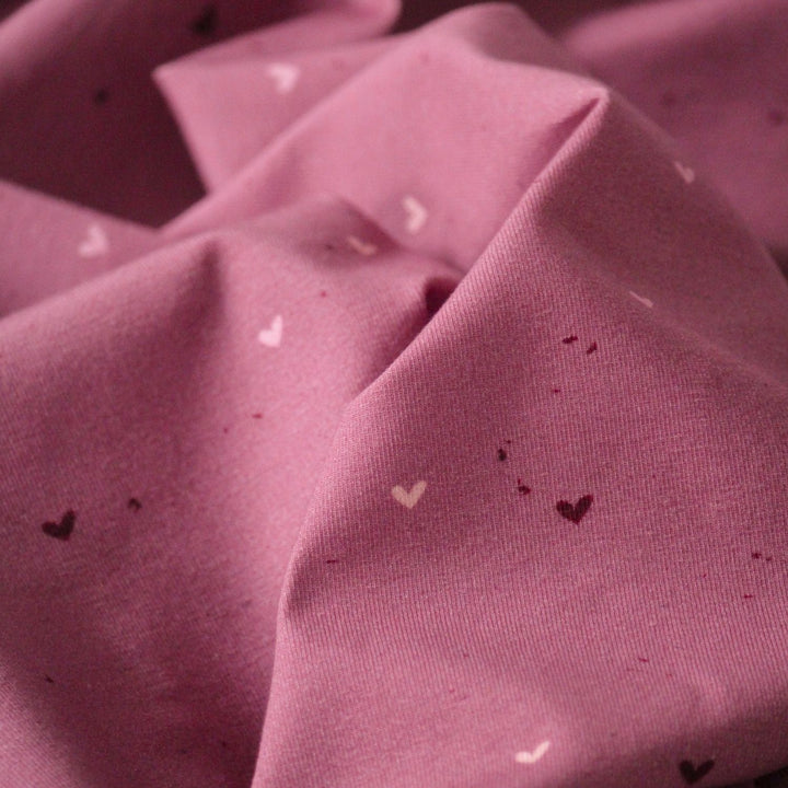 French Terry Himbeer Heart Konfetti