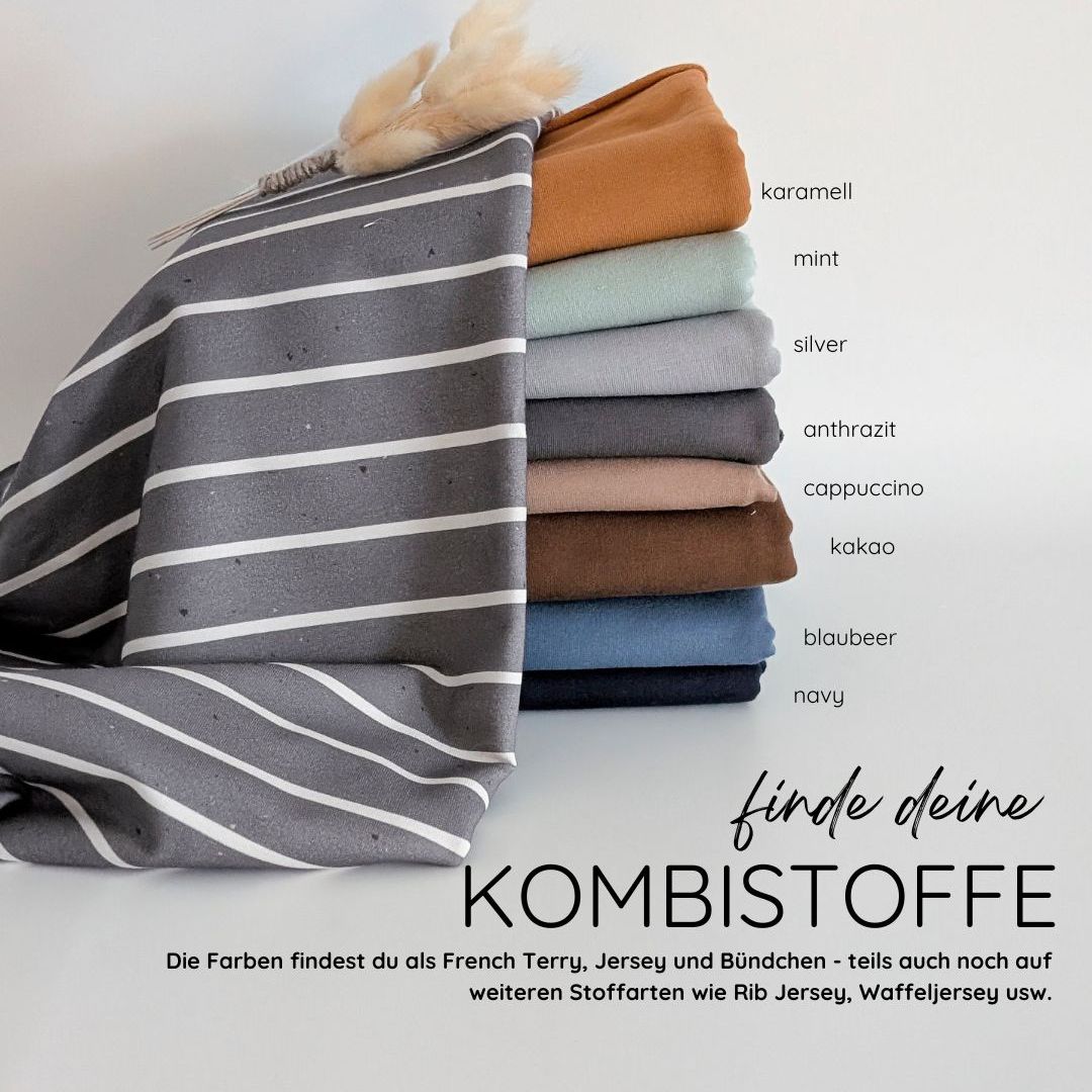Vorbestellung French Terry Konfetti Stripes anthrazit