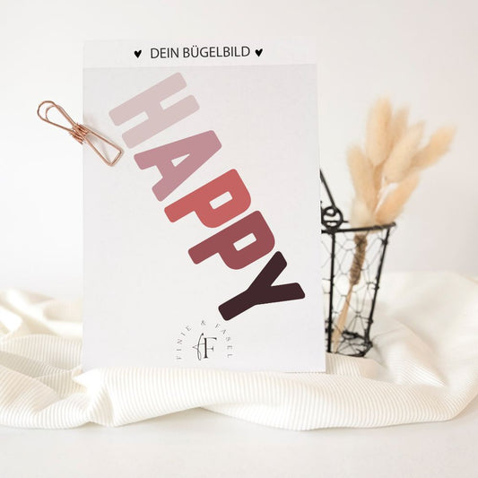 Bügelbild Happy (beere)