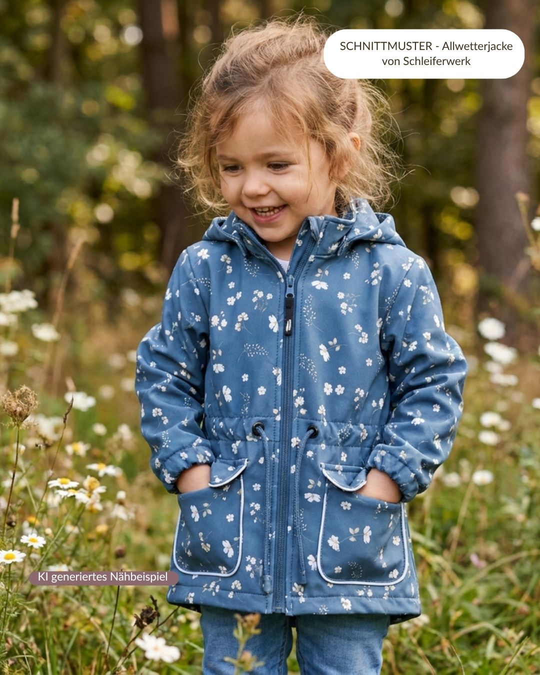 Vorbestellung Softshell Wiesenblumen blau