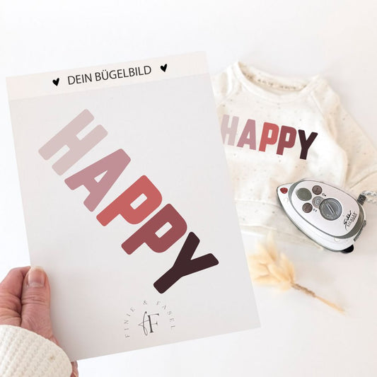 Bügelbild Happy (beere)