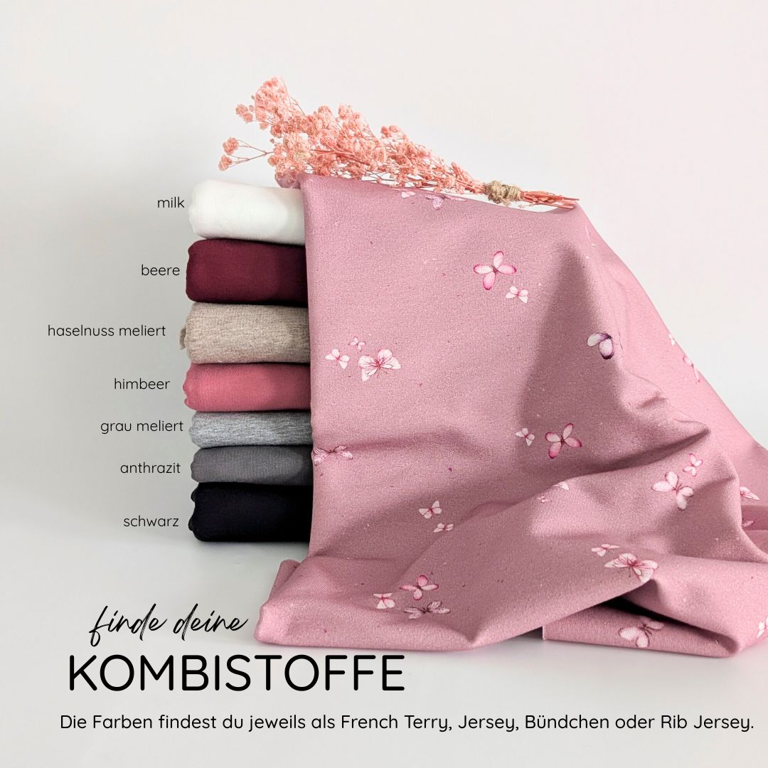 French Terry Schmetterlinge rosa