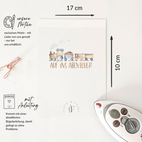 Bügelbild Eisenbahnfahrt (braun)