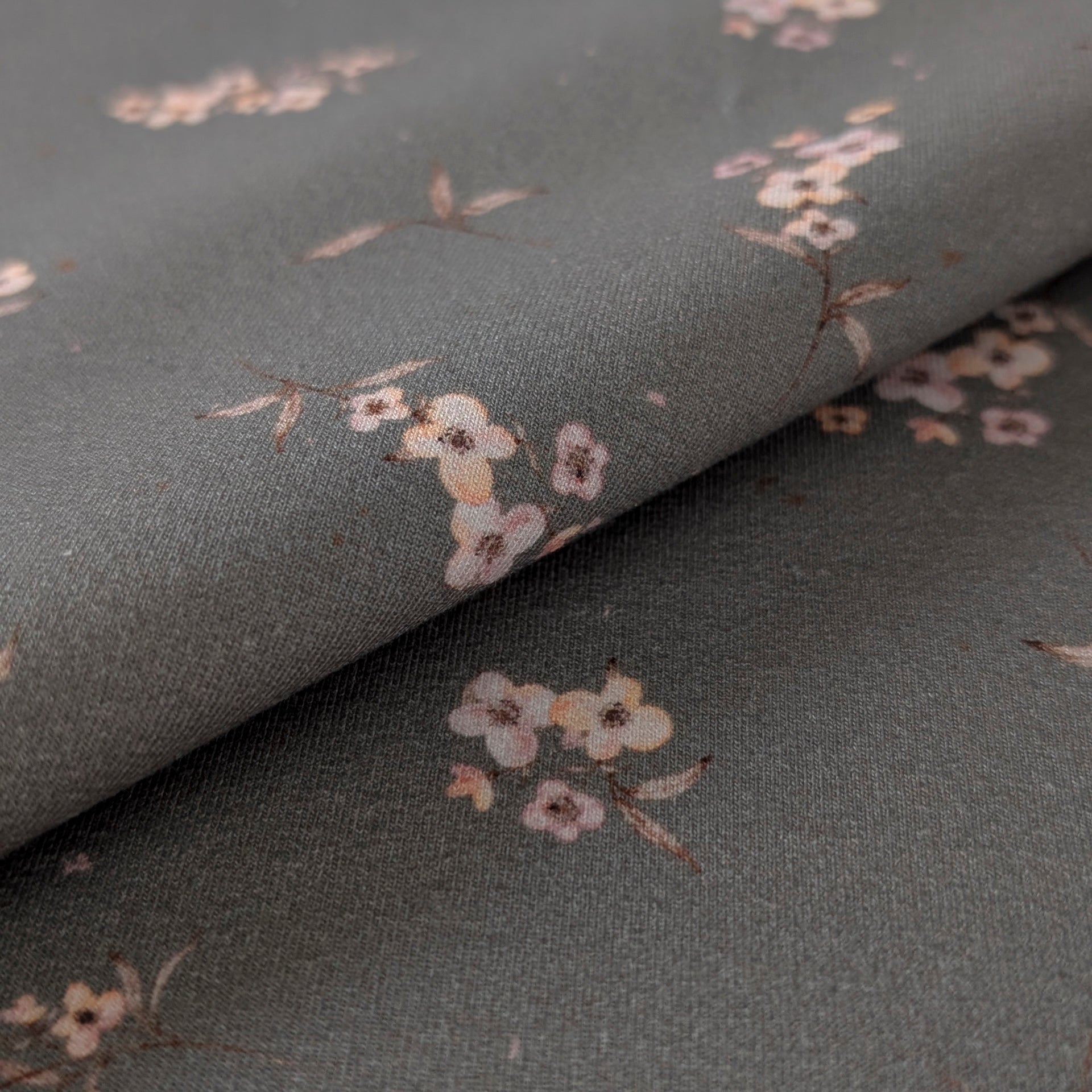 French Terry Aurelia taupe (Blumen)