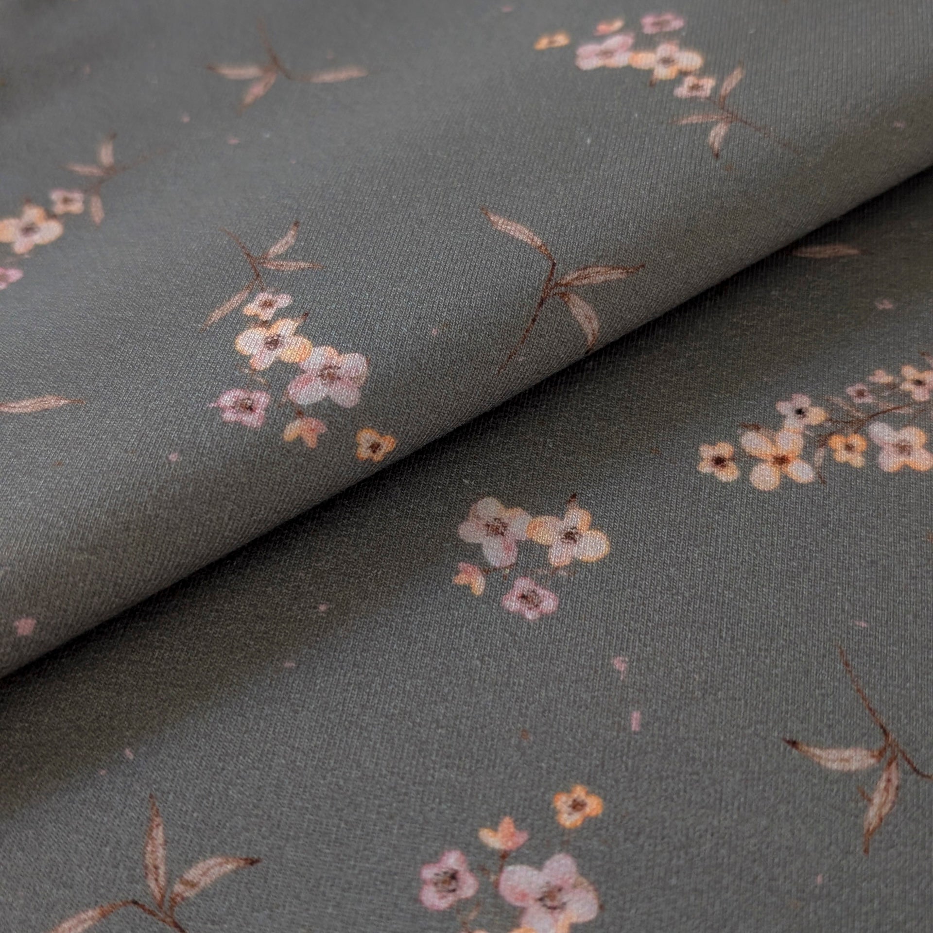 French Terry Aurelia taupe (Blumen)