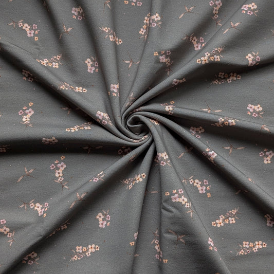 French Terry Aurelia taupe (Blumen)