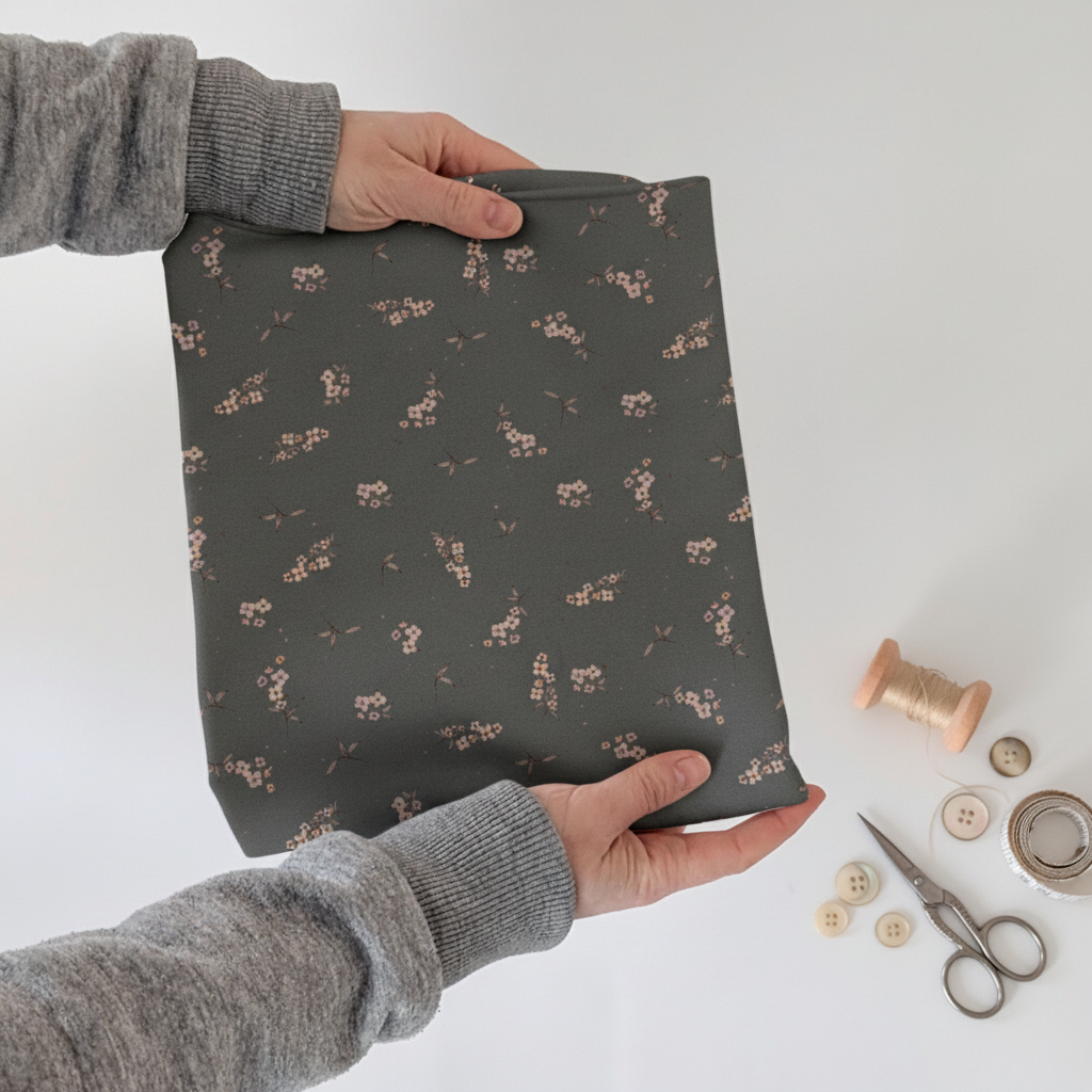 French Terry Aurelia taupe (Blumen)