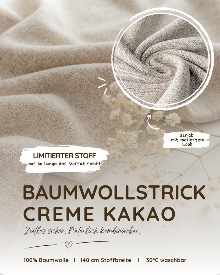 Baumwollstrick creme braun meliert