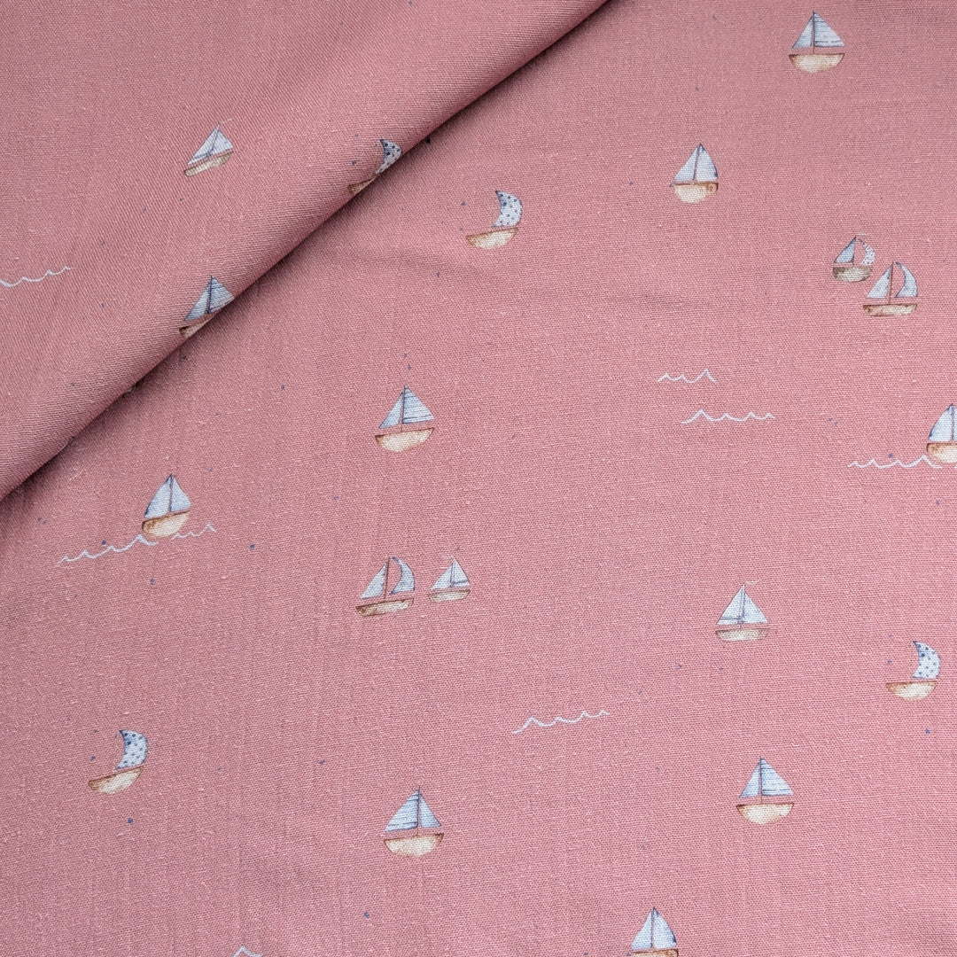Vorbestellung Bambusmusselin Segelboote rosa