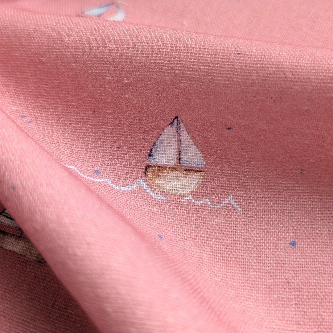 Vorbestellung Bambusmusselin Segelboote rosa