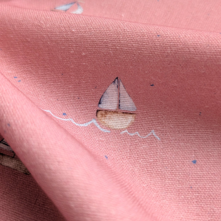 Vorbestellung Bambusmusselin Segelboote rosa