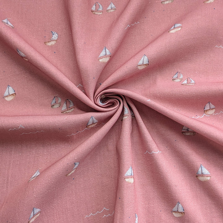 Vorbestellung Bambusmusselin Segelboote rosa
