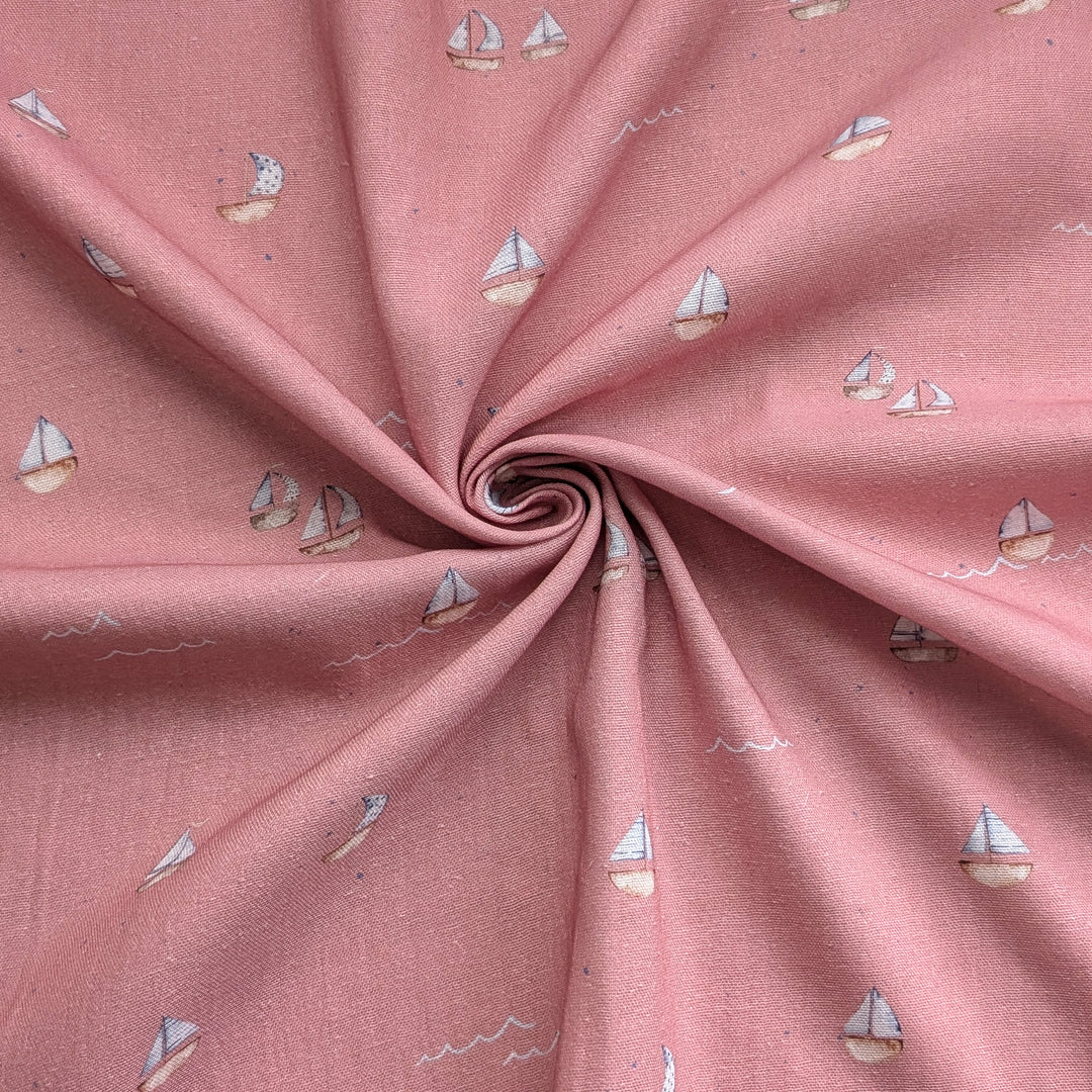 Bambus Musselin Segelboote rosa 1,2m