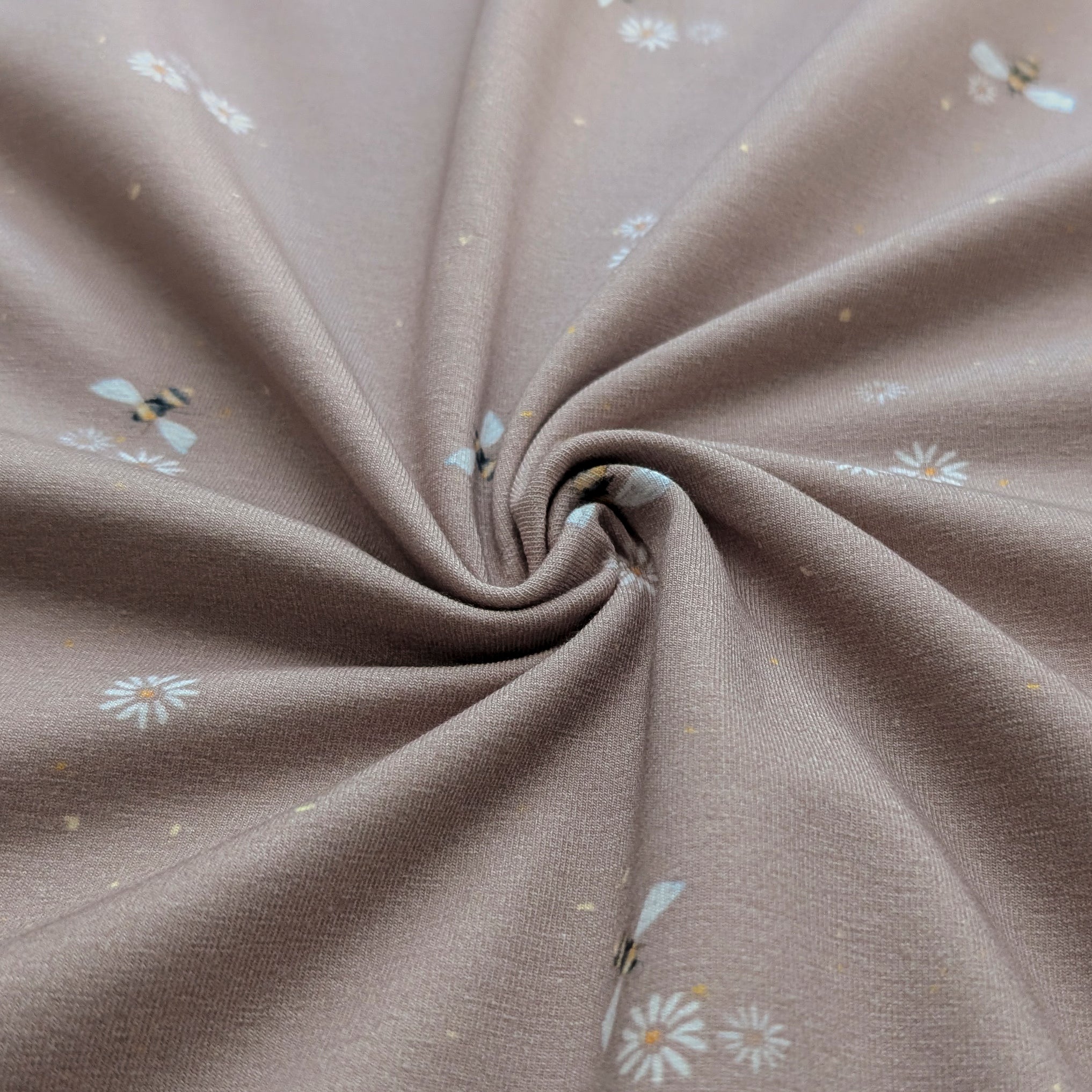 Vorbestellung French Terry Bienen braun