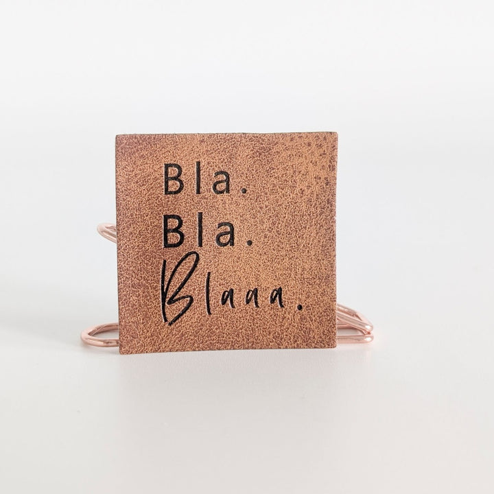 Kunstlederlabel "bla bla bla"