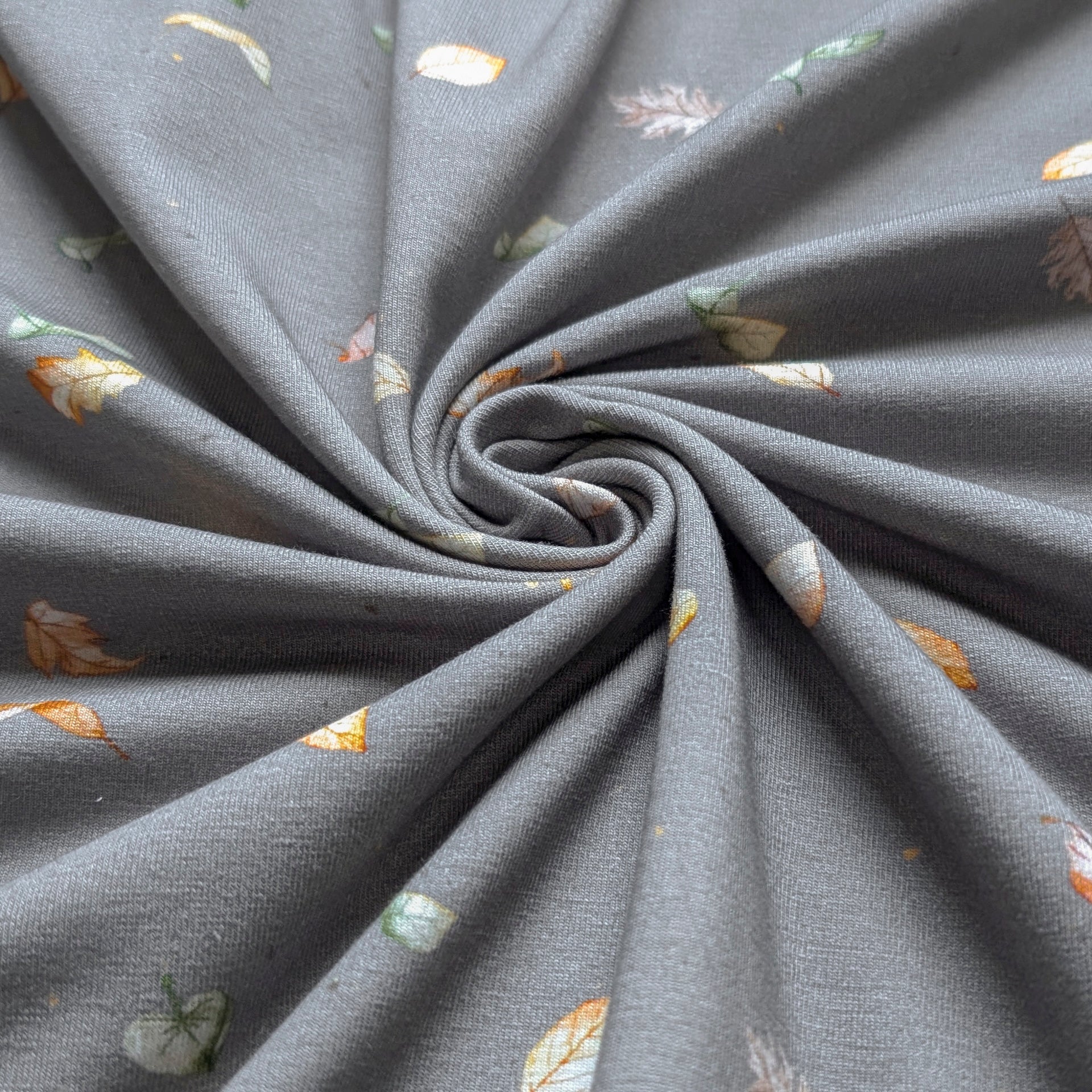 French Terry Blätterzauber (dunkelgrau)