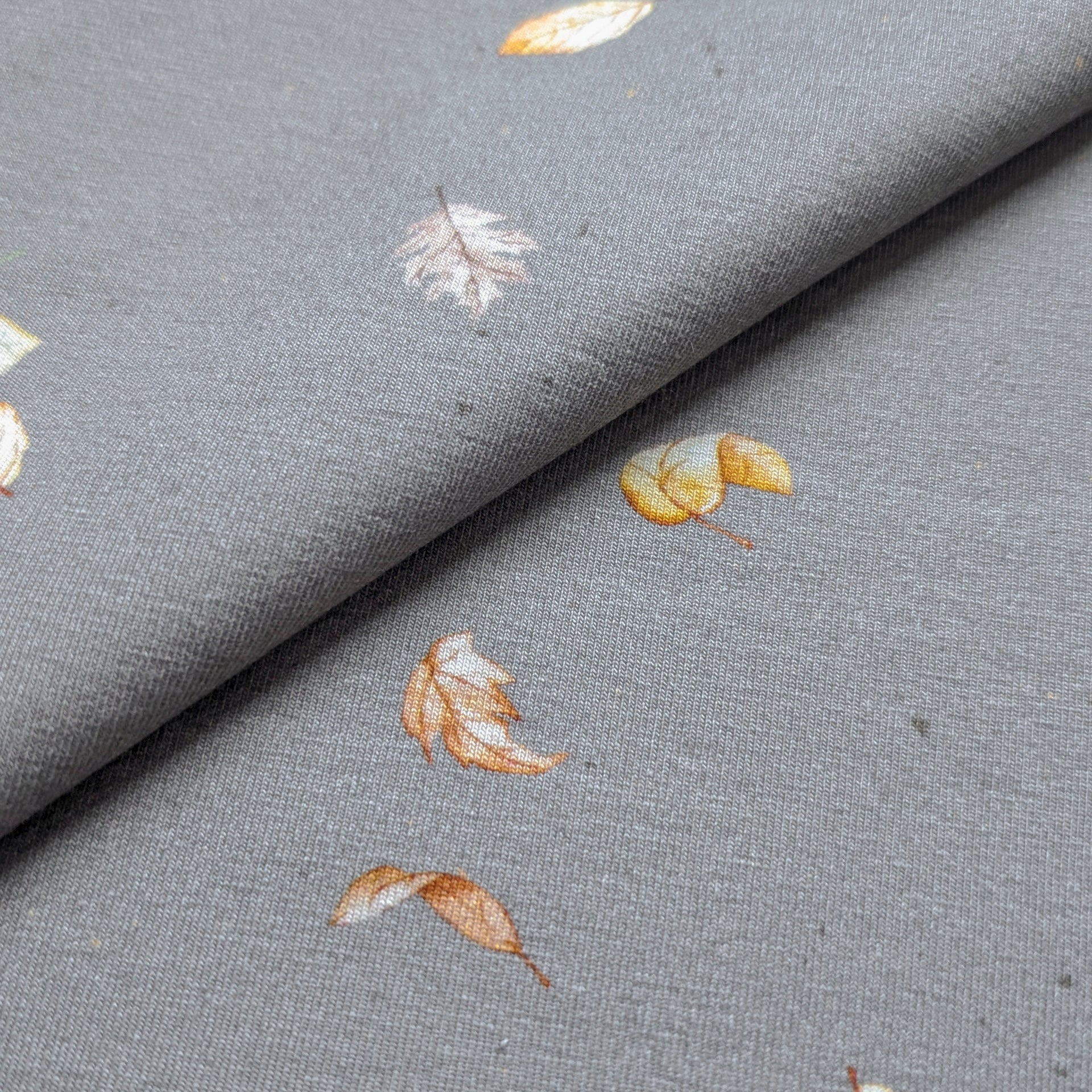 French Terry Blätterzauber (dunkelgrau)