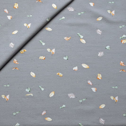 French Terry Blätterzauber (dunkelgrau)