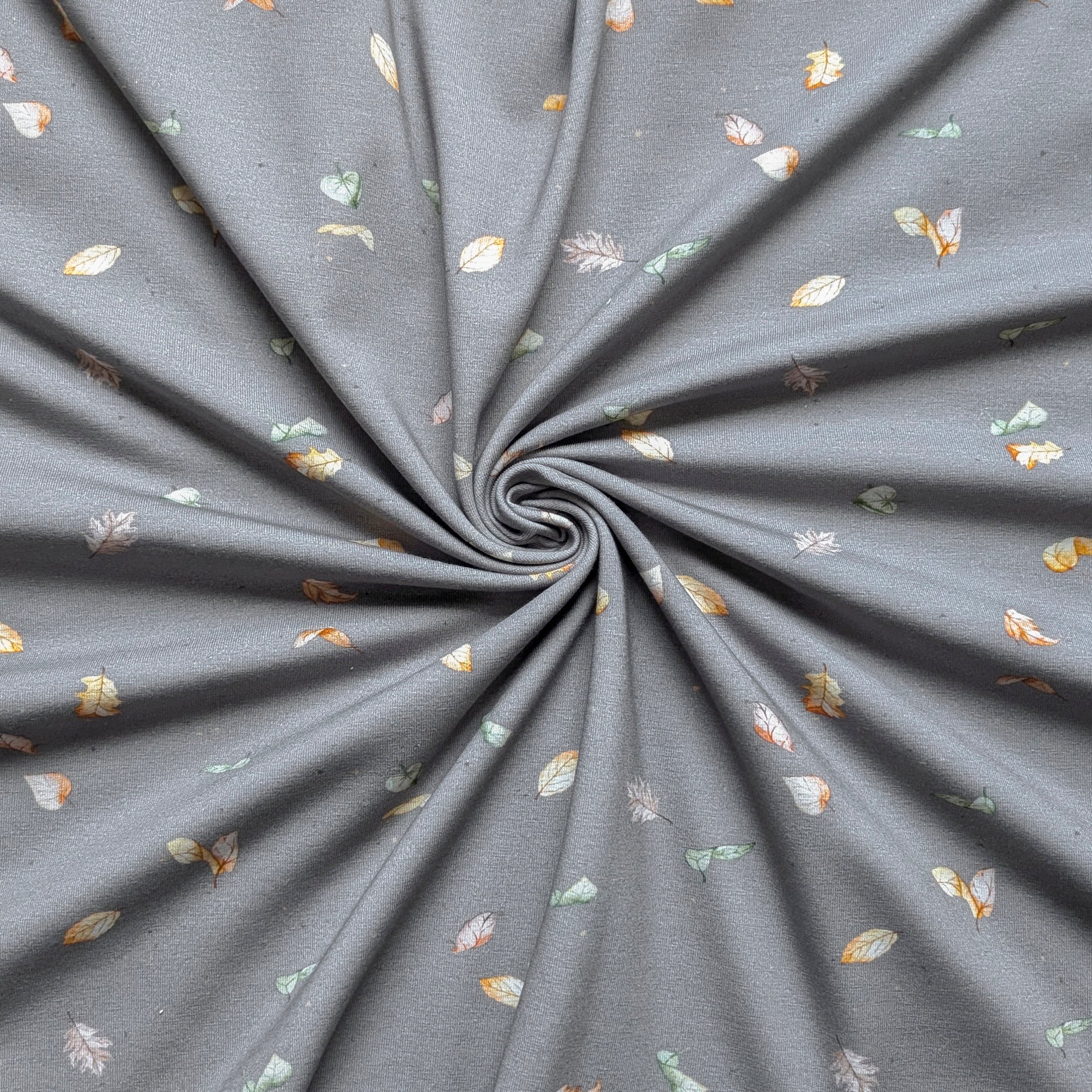 French Terry Blätterzauber (dunkelgrau)