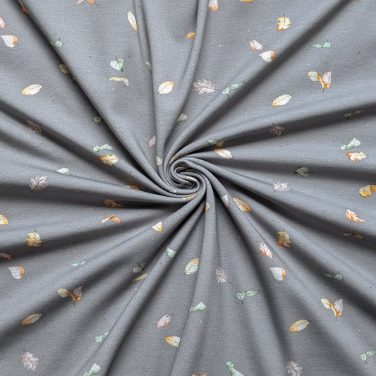 French Terry Blätterzauber (dunkelgrau)