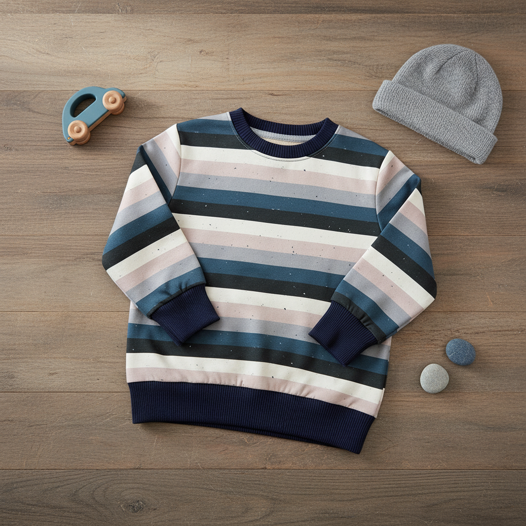 French Terry Blockstreifen blau