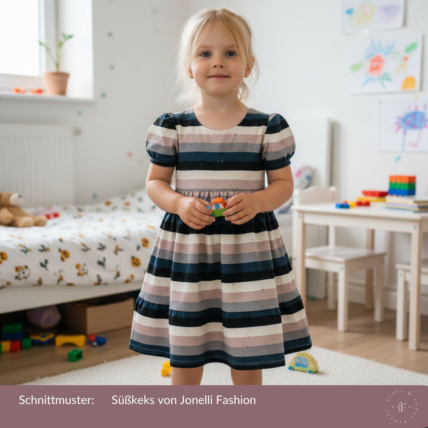 French Terry Blockstreifen blau